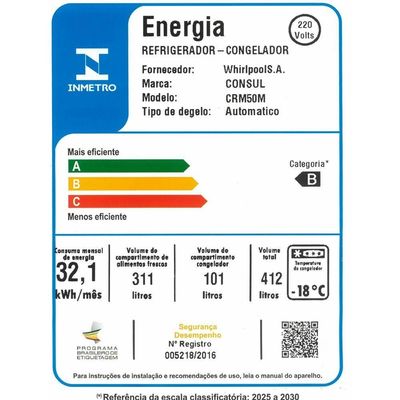 Geladeira CRM50MK 412 Litros Frost Free Consul Inox 220V