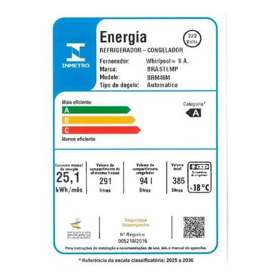 Geladeira BRM46MB Frost Free Duplex Inverter 385L Brastemp Branco 110V