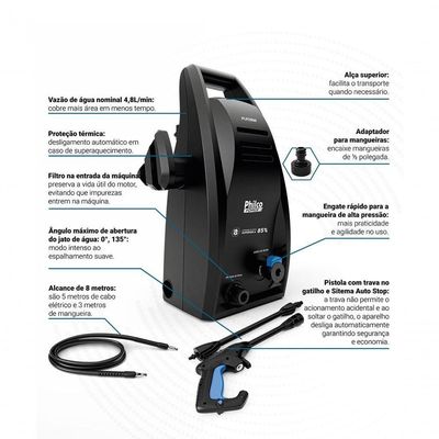 Lavadora de Alta Pressão 1800psi Philco Force 1600W PLP2800 220V