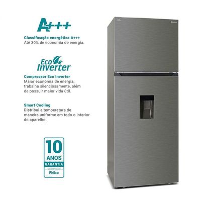Geladeira 413L Philco Eco Inverter Duplex Inox PRF501TI 110V