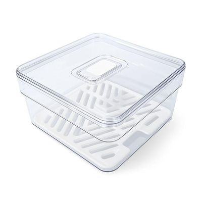 Organizador De Geladeira Plastutti Elegance M Baixo Quad. Com Cesta 1,4l