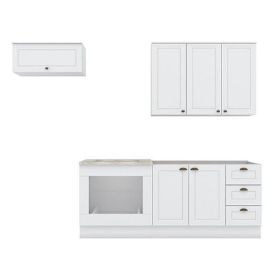 Cozinha Compacta 4 Peças Com Aéreo Geladeira Amy Casa 812 Branco Hp