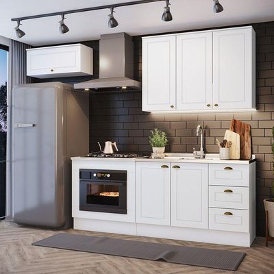 Cozinha Compacta 4 Peças Com Aéreo Geladeira Amy Casa 812 Branco Hp