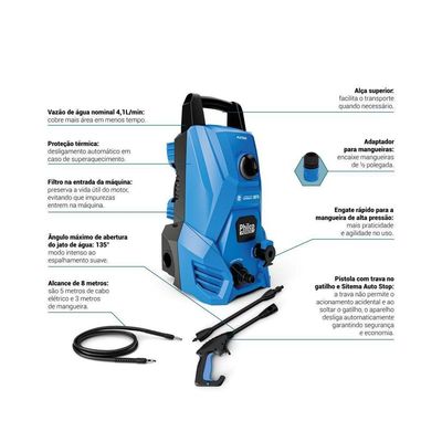 Lavadora de Alta Pressão Philco Force 1300psi 1300W PLP2200 220V