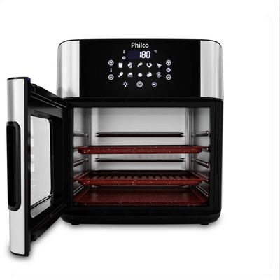 Fritadeira Air Fryer Oven PAF16A 16L 1900W Painel Digital sem Óleo Philco Preto com Inox / 220V