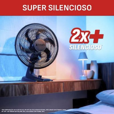 Ventilador de Mesa Arno Essential 40cm 6 Pás 140W Grande Vazão de Ar Preto / 220V