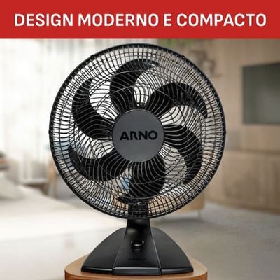 Ventilador de Mesa Arno Essential 40cm 6 Pás 140W Grande Vazão de Ar Preto / 220V