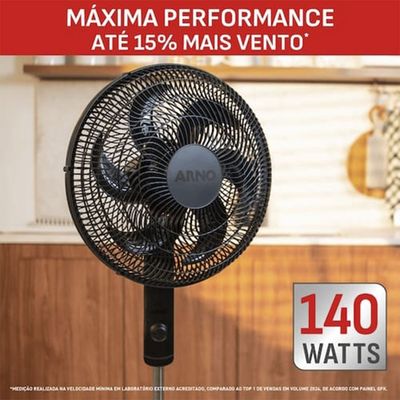 Ventilador de Coluna Arno Essential 40cm 6 Pás 140W Alta Vazão de Ar Ajuste de Altura Preto / 110V