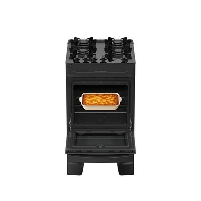 Fogão 4 Bocas Atlas Mônaco Top Glass Automático Mesa De Vidro Preto Bivolt