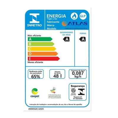 Fogão Monaco Plus New 4 Bocas Atlas Preto Bivolt