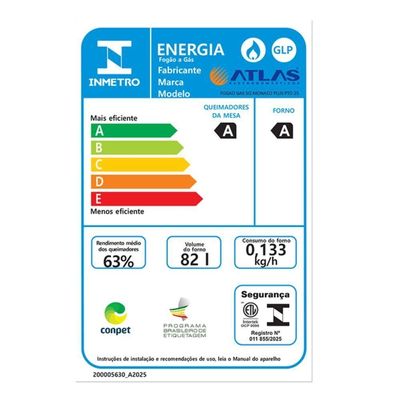 Fogão Monaco 5 Bocas Plus New Atlas Preto Bivolt