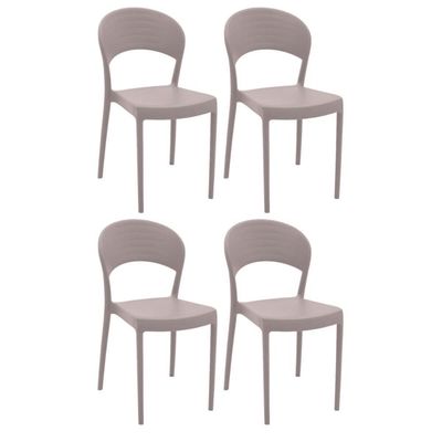 Jogo 4 Cadeiras Plástica Tramontina Camurça Cozinha Elegante Summa Sissi Eco