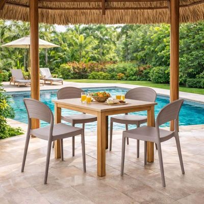 Jogo 4 Cadeiras Plástica Tramontina Camurça Cozinha Elegante Summa Sissi Eco