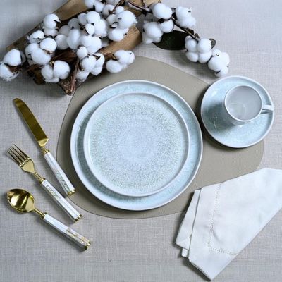 Aparelho de Jantar 16 Peças Cinza Cerâmica Porto Brasil Bio Pietra 4 Pessoas Café Chá Mesa Posta