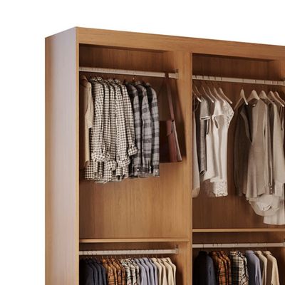 Closet Light 3 prateleiras e 6 cabideiros convencional MDF Moderna Imbuia
