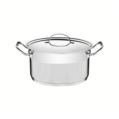 Caçarola Funda Tramontina Professional Aço Inox 1,8L com Tampa Plana e Fundo Triplo 16cm