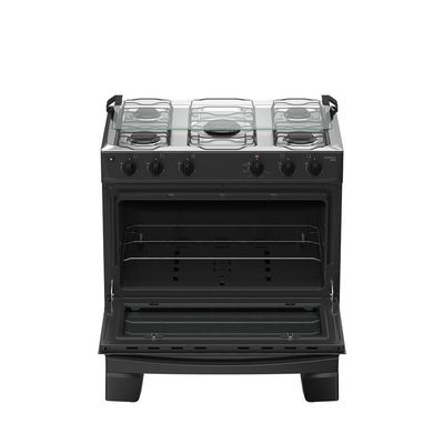 Fogão 5 Bocas Atlas Mônaco Plus Mesa De Inox Bivolt Preto