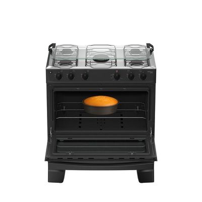 Fogão 5 Bocas Atlas Mônaco Plus Mesa De Inox Bivolt Preto