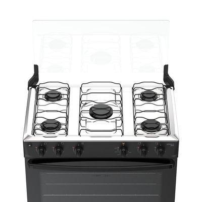 Fogão 5 Bocas Atlas Mônaco Plus Mesa De Inox Bivolt Preto