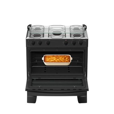 Fogão 5 Bocas Atlas Mônaco Plus Mesa De Inox Bivolt Preto