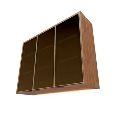 Armário Aéreo Esmeralda 3 Portas com Vidro Reflex e LED Bartira Damasco