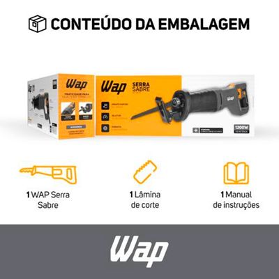 Serra Sabre WF-SA01 1200W com Punho Giratório Velocidade Variável e Troca Rápida WAP Preto / 110V