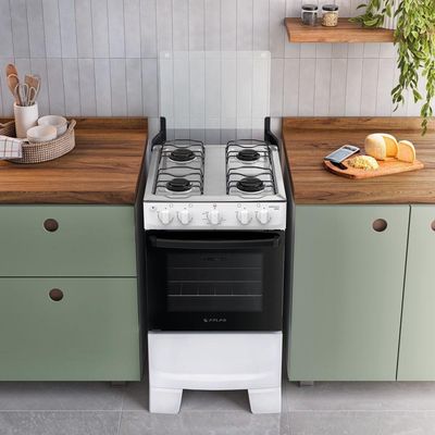 Fogão 4 Bocas Atlas Mônaco Plus Automático Mesa Inox Branco Bivolt