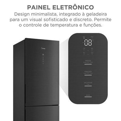 Geladeira Midea MDRB548FGDDX3 Frost Free Inverse 401L Inverter Preto Bivolt