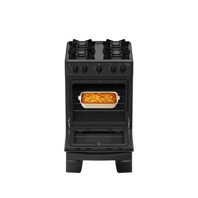 Fogão de Piso 4 Bocas a Gás Atlas Mônaco Lustro Mesa Esmaltada Automático Preto Bivolt