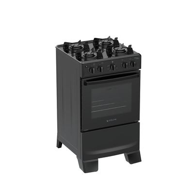 Fogão de Piso 4 Bocas a Gás Atlas Mônaco Lustro Mesa Esmaltada Automático Preto Bivolt
