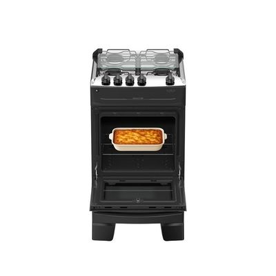 Fogão 4 Bocas Atlas Mônaco Top Mesa De Inox A Gás Preto Bivolt
