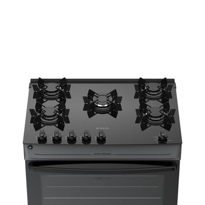 Fogão 5 Bocas Atlas Mônaco Top Glass Mesa De Vidro Bivolt Titanium