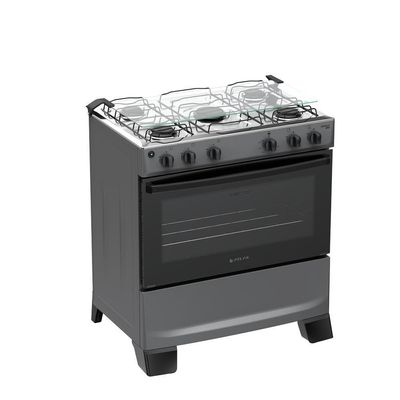 Fogão 5 Bocas Atlas Mônaco Plus Mesa De Inox Bivolt Titanium