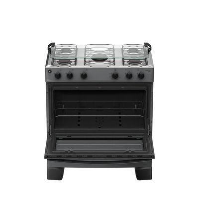 Fogão 5 Bocas Atlas Mônaco Plus Mesa De Inox Bivolt Titanium