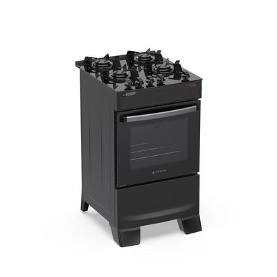 Fogão de Piso 4 Bocas a Gás Atlas Atenas Mesa de Vidro Automático Preto Bivolt