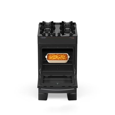 Fogão de Piso 4 Bocas a Gás Atlas Atenas Mesa de Vidro Automático Preto Bivolt