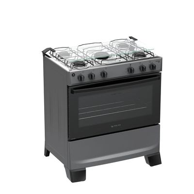 Fogão 5 Bocas Atlas Mônaco Plus Automático Mesa Inox Titanium Bivolt