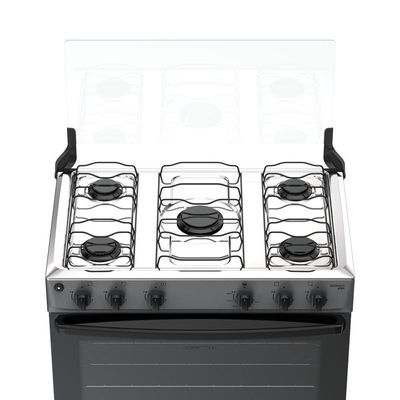 Fogão 5 Bocas Atlas Mônaco Plus Automático Mesa Inox Titanium Bivolt