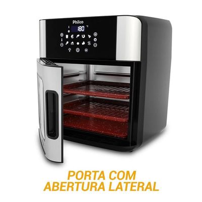 Fritadeira Air Fryer Oven PAF16A 16L 1900W Painel Digital sem Óleo Philco Preto com Inox / 110V