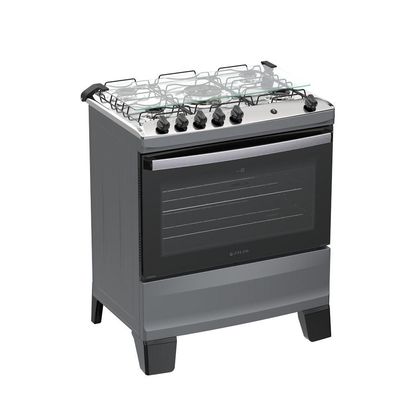 Fogão 5 Bocas Atlas Agile Up Automático Mesa Inox Titanium Bivolt