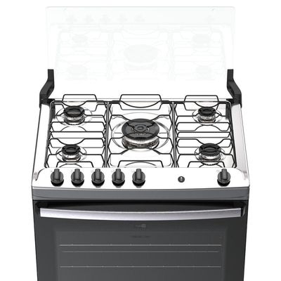 Fogão 5 Bocas Atlas Agile Up Automático Mesa Inox Titanium Bivolt