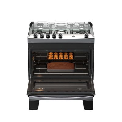 Fogão 5 Bocas Atlas Agile Up Automático Mesa Inox Titanium Bivolt