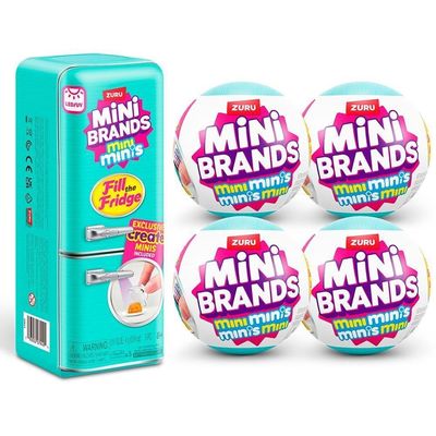 Brinquedo Kit Geladeira Mini Brands com 4 Mini Fill The Fridge Culinária em Miniatura Branco Candide