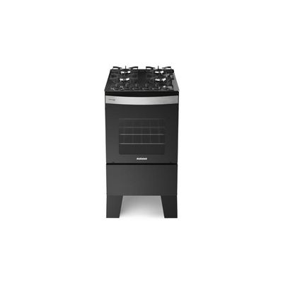 Fogão de Piso 4 Bocas GLP Itatiaia Itaglass Plus Vidro Temperado Automático Preto Bivolt