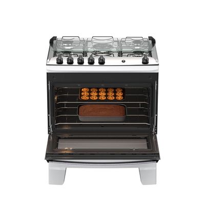 Fogão 5 Bocas Atlas Agile Up Automático Mesa Inox Branco Bivolt