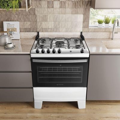 Fogão 5 Bocas Atlas Agile Up Automático Mesa Inox Branco Bivolt