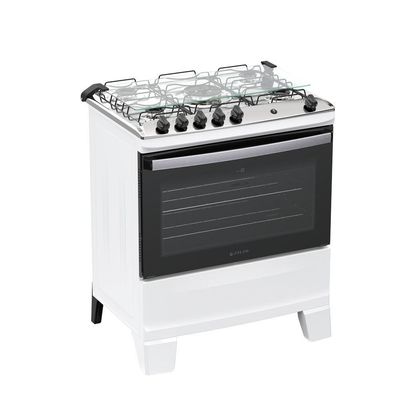 Fogão 5 Bocas Atlas Agile Up Automático Mesa Inox Branco Bivolt