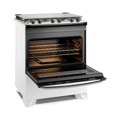 Fogão Piso 5 Bocas a Gás Electrolux FE5IW Efficient Mesa Inox Automático Branco Bivolt