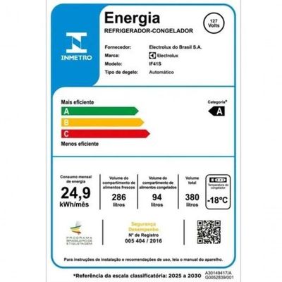 Geladeira Electrolux Frost Free 380L Autosense Inverter Duplex IF41S Inox 110V