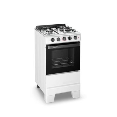 Fogão de Piso 4 Bocas a Gás Esmaltec Ideal Pop 4120 Mesa Inox Branco Acendimento Manual
